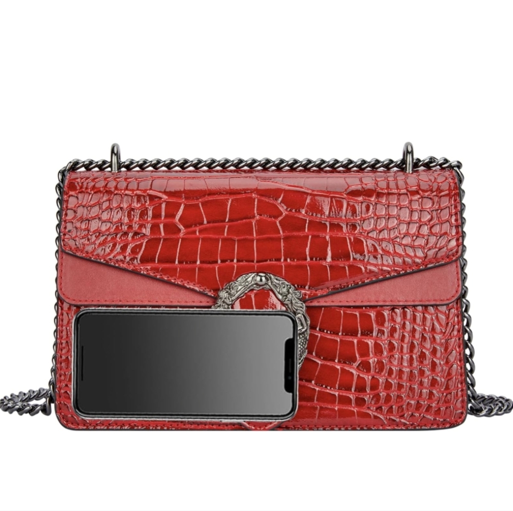 Red Snake Print Handbag